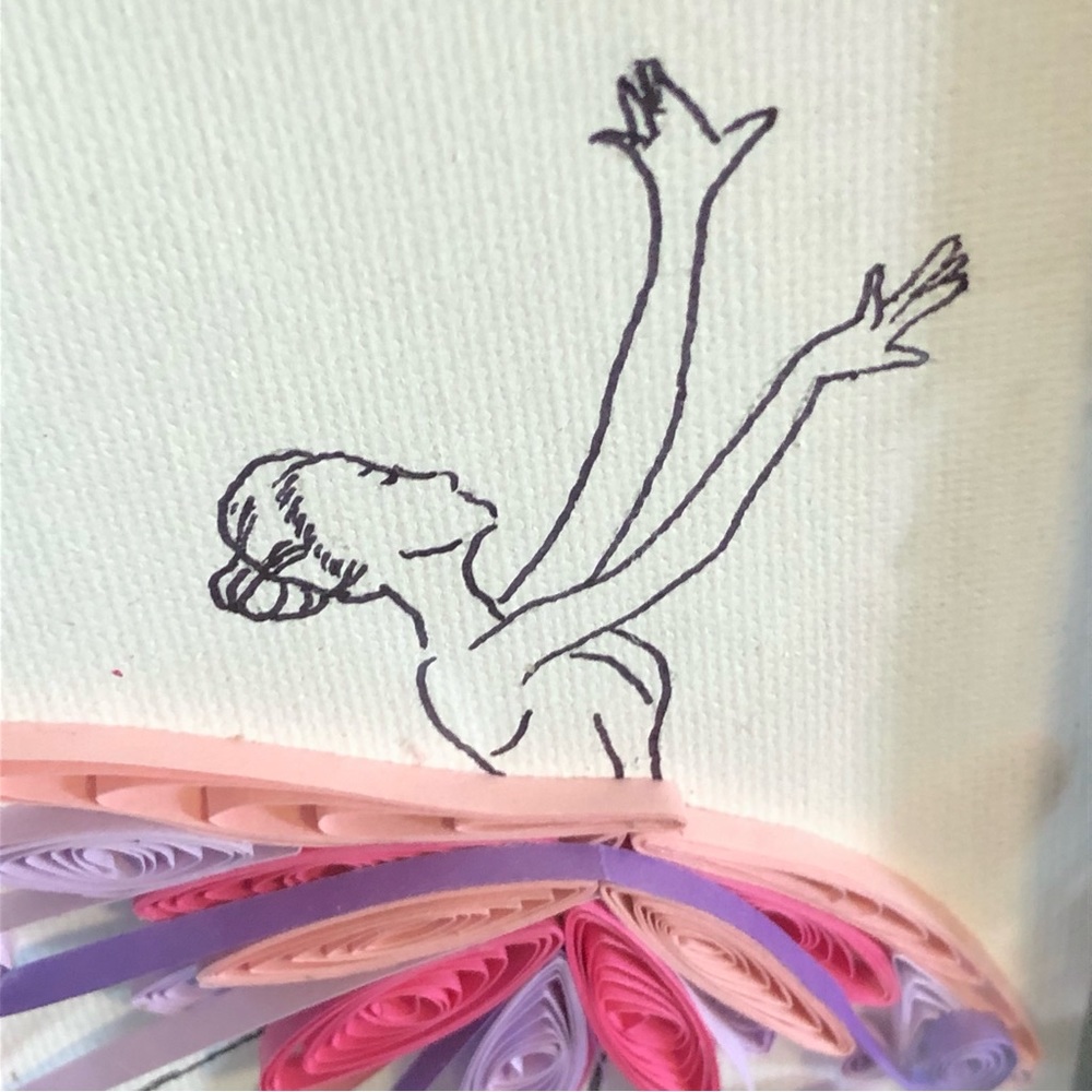 Handmade Quilled Art Ballerina framed pink purple 6 x 8 Quilling - Picture 7 of 11